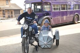 Keith Hawk & Josée Le Blanc with Hagrid's motorbike at WB Studio Tour, 2012