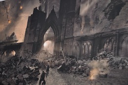 Battle of Hogwarts concept art at WB Studio Tour, 2012