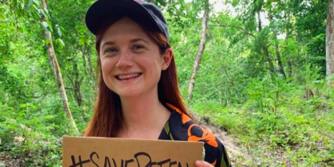 Bonnie Wright in a forest in Guatemala.