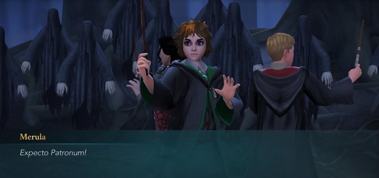 Merula Snyde tries to fend off about a billion Dementors with the Patronus Charm in "Harry Potter: Hogwarts Mystery".