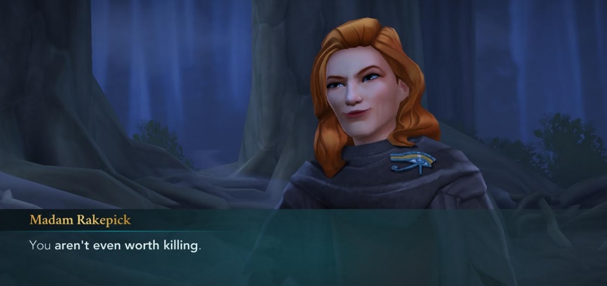 Patricia Rakepick doesn't think much of Merula Snyde in "Harry Potter: Hogwarts Mystery".