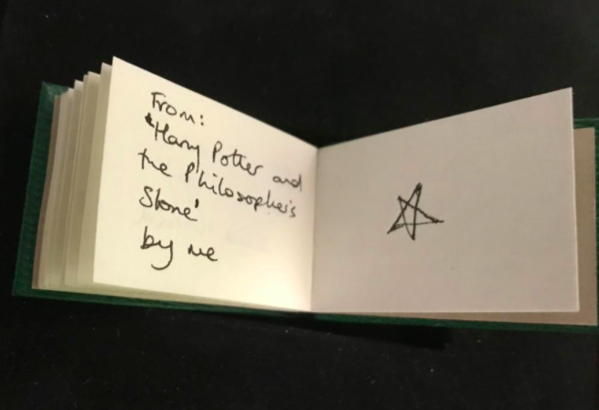 The final page of the book is inscribed with a unique message from J.K. Rowling.