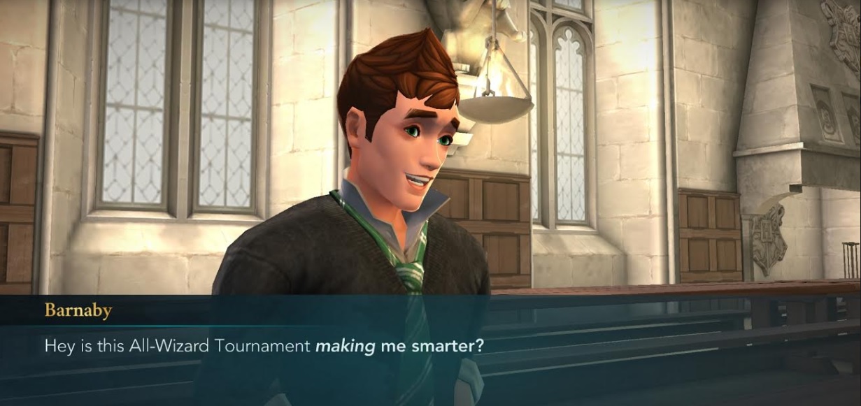 Barnaby Lee needlessly wonders if he's becoming smarter in "Harry Potter: Hogwarts Mystery".