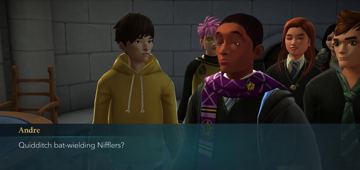 Andre Egwu is irrationally concerned about Quidditch bat-wielding Nifflers in "Harry Potter: Hogwarts Mystery".