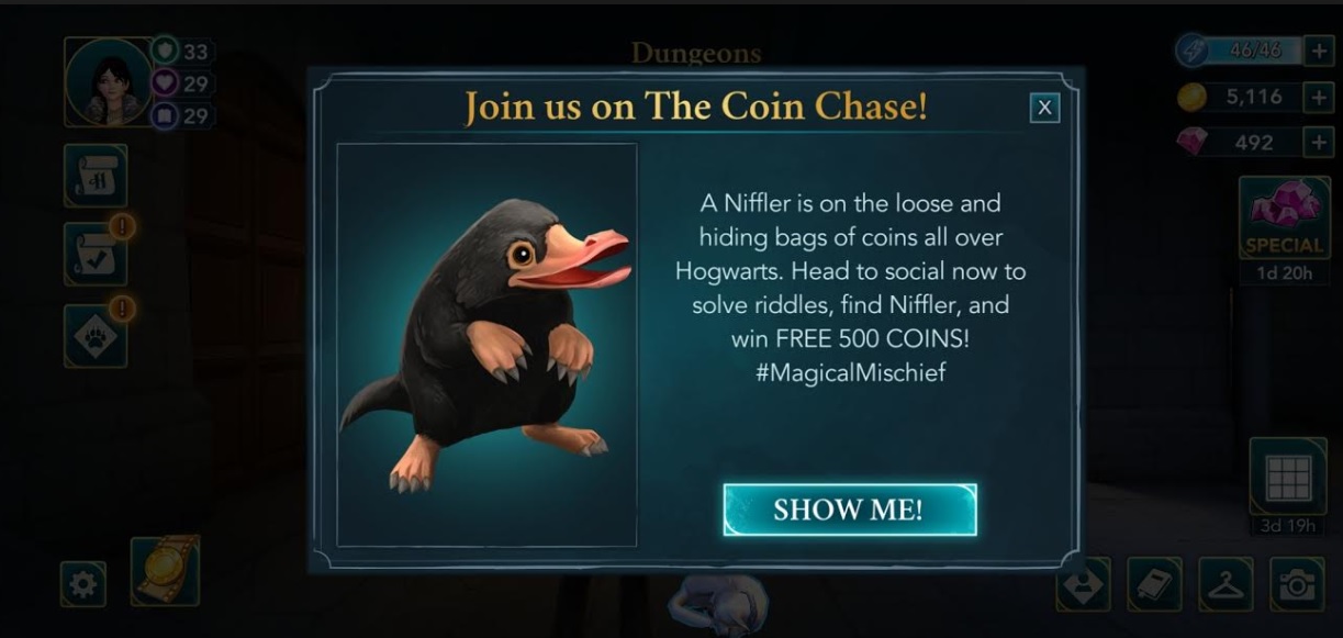 Players are currently on a Coin Chase in "Harry Potter: Hogwarts Mystery".