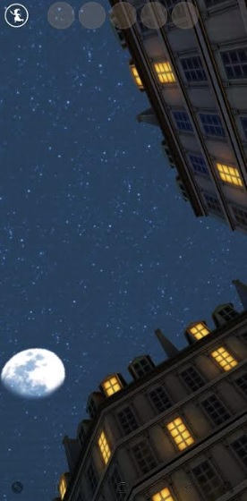 The moon shines down from between the Parisian buildings surrounding the Circus Arcanus.