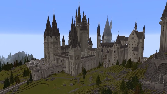 Hogwarts is seen in a screenshot from the Floo Network's "Minecraft School of Witchcraft and Wizardry" mod.