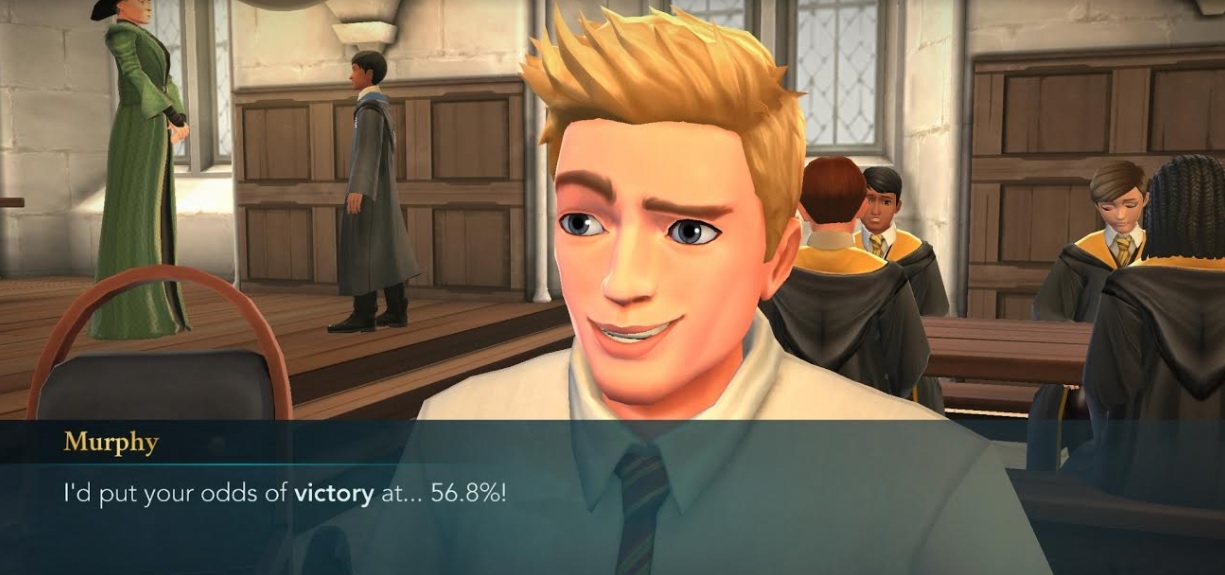 Murphy McNully is calculating percentages in "Harry Potter: Hogwarts Mystery".