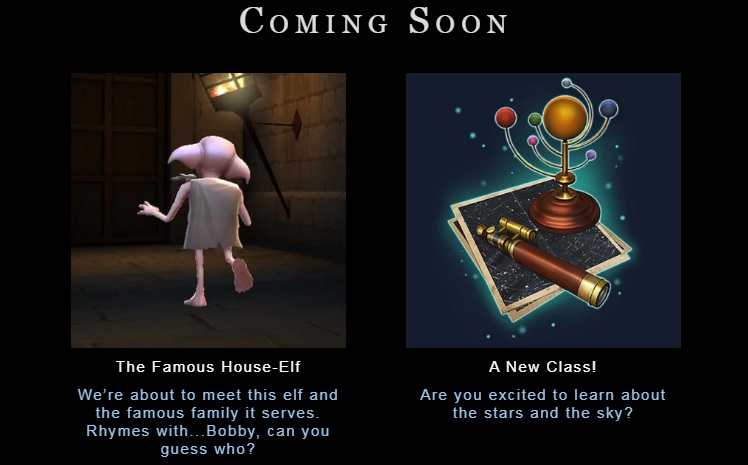 "Hogwarts Mystery" hints that Dobby and Professor Sinistra will be coming soon.