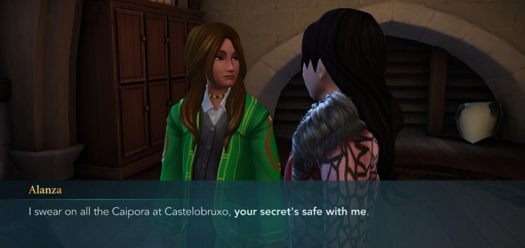 Alanza Alves makes a solemn promise to keep the Circle of Khanna a secret in "Harry Potter: Hogwarts Mystery".