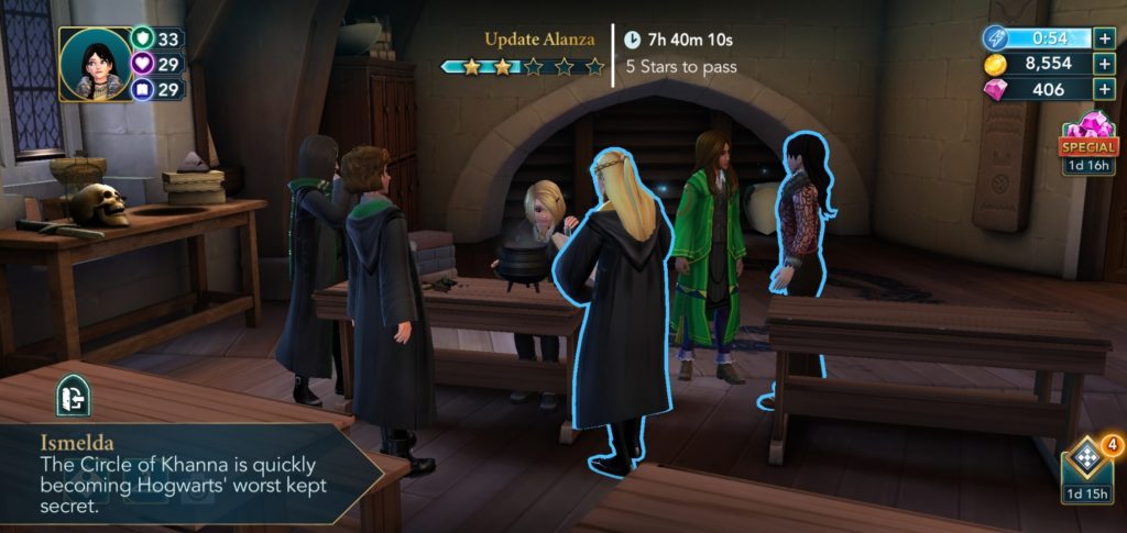 Ismelda Murk makes an observation about the Circle of Khanna's secret-keeping abilities in "Harry Potter: Hogwarts Mystery".