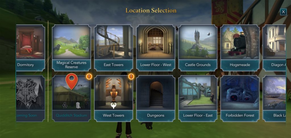 The Location Selection screen has a new look in "Harry Potter: Hogwarts Mystery".