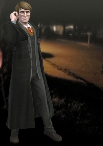 Young James Potter adjusts his glasses in "Harry Potter: Wizards Unite".