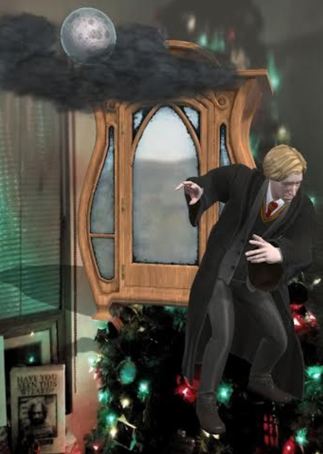 Young Remus Lupin cowers from the image of the full moon during a boggart encounter in "Harry Potter: Wizards Unite".