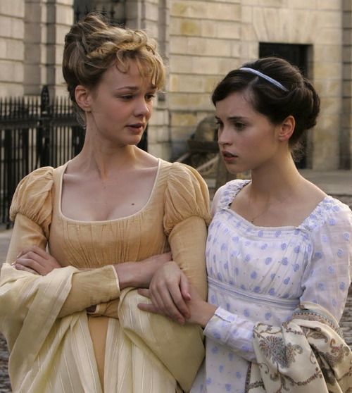 Catherine Morland and Isabella Thrope with their arms interlocked