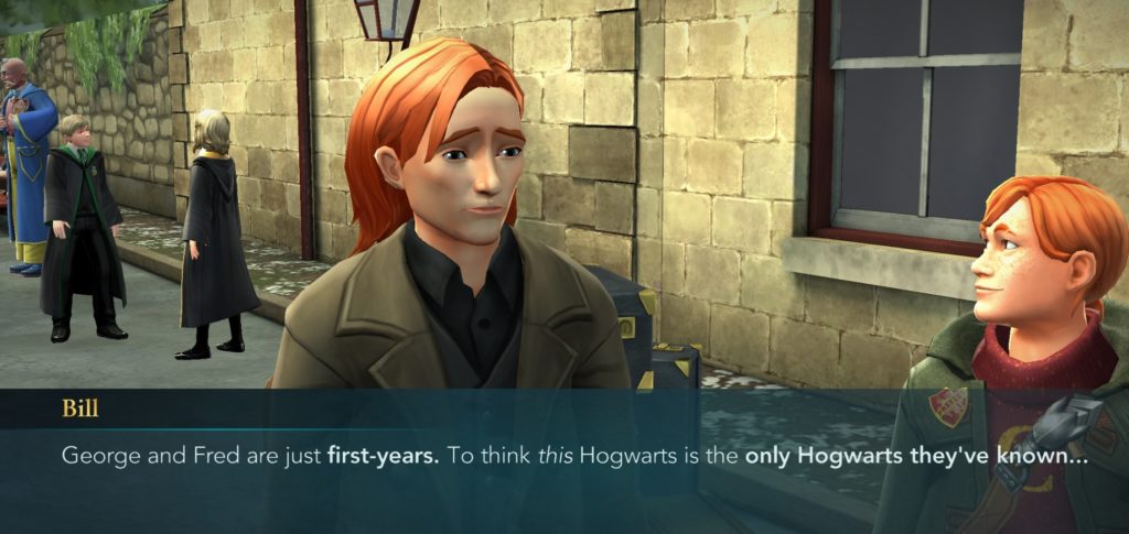 Bill Weasley reminds us that Fred and George Weasley have never had a happy day at Hogwarts. Thanks, Bill!