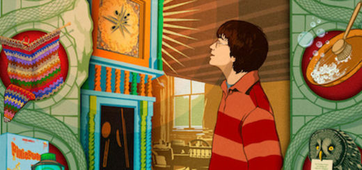 A close up of Harry and the Weasley family clock in The latest edition to MinaLima's Magical Moments series.