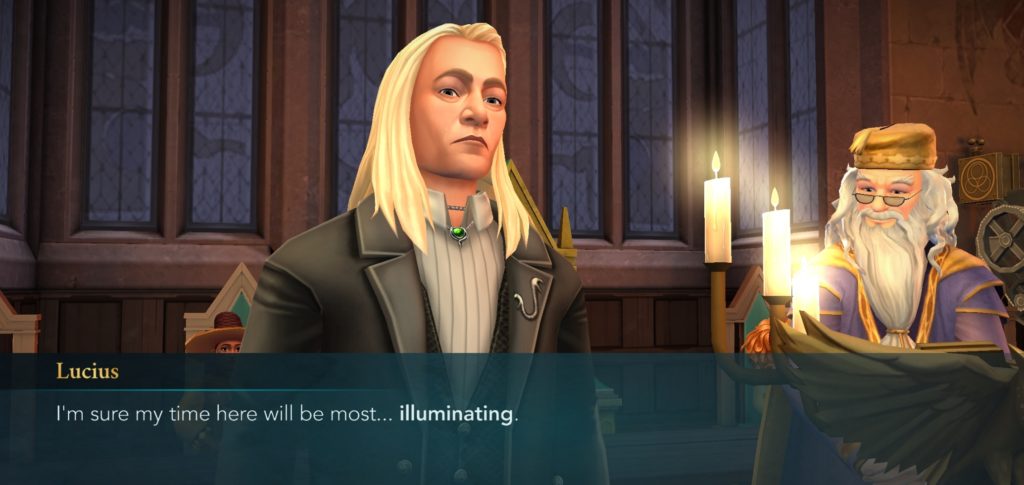 Lucius Malfoy prepares to interfere at Hogwarts on behalf of the Board of Governors.