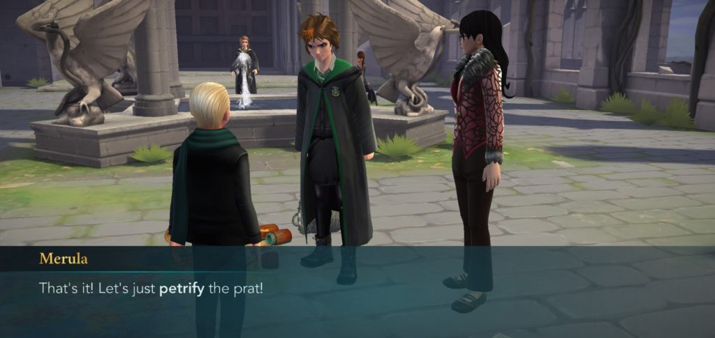 Merula Snyde wants to petrify Draco Malfoy, and we all feel her pain.