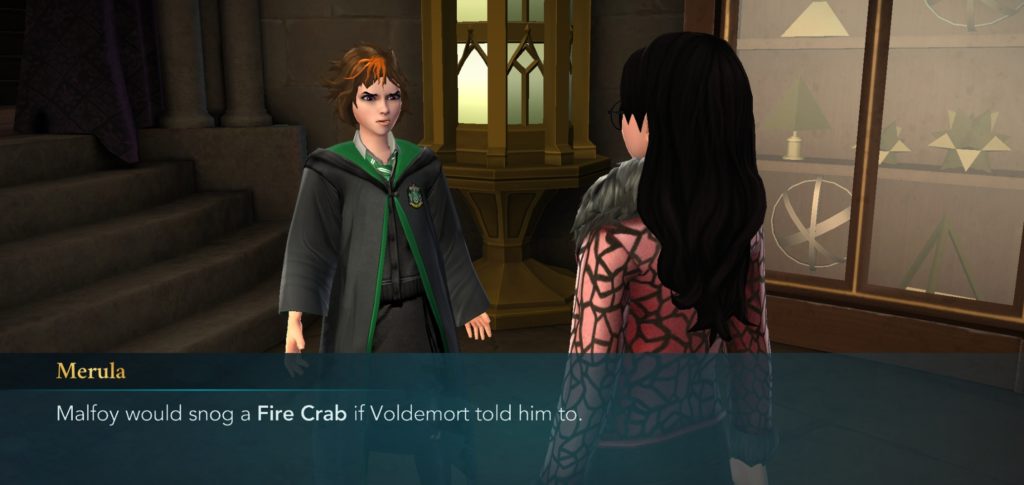 Merula Snyde creatively notes how far Lucius Malfoy would go for Voldemort.