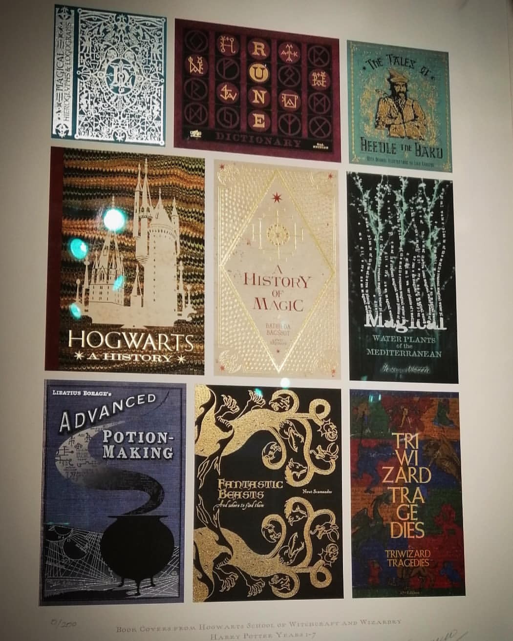 The textbook cover designs are so intricate with their embossed and gilded surfaces that it’s a shame we only catch a brief glimpse of them in the films.