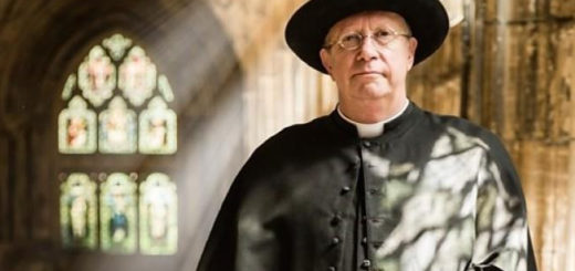 Mark Williams is pictured in character as Father Brown.
