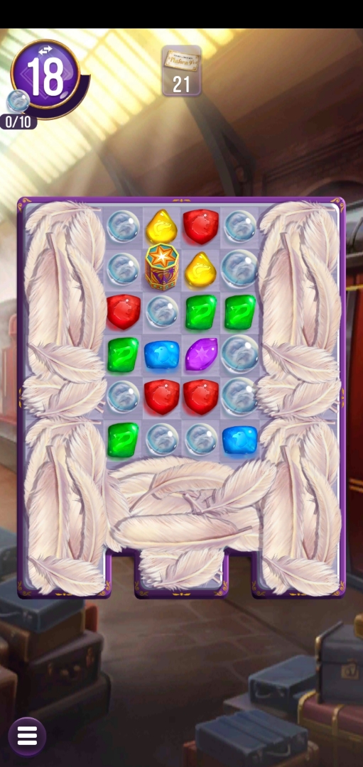 To clear feathers away from the board, players must collect enough crystal balls to cast the Levitation Charm.