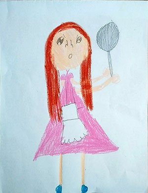 Pictured is an illustration for the United Kingdom edition of “The Ickabog” by Béibhinn, 8, of the Republic of Ireland.