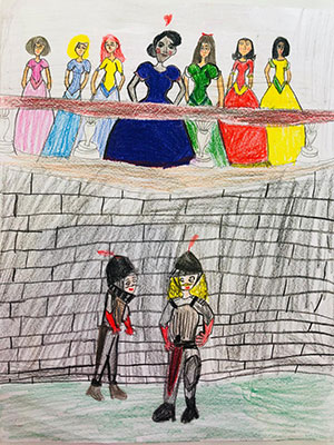 Pictured is an illustration for the United Kingdom edition of “The Ickabog” by Radhya, 9, of India.
