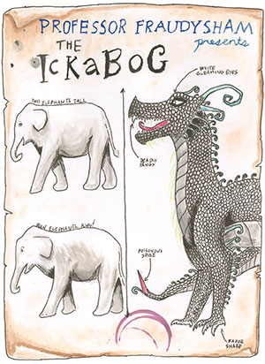 Pictured is an illustration for the United States edition of “The Ickabog” by Esmé, 10, of Washington.