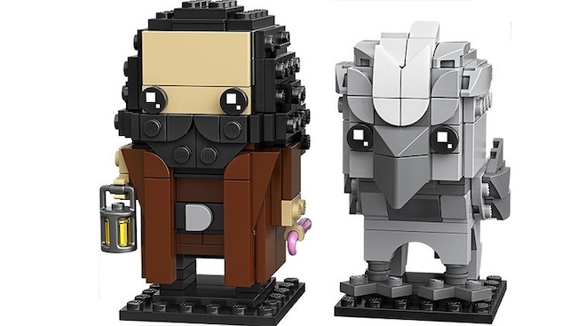 A product image of LEGO BrickHeadz figures of Hagrid and Buckbeak.