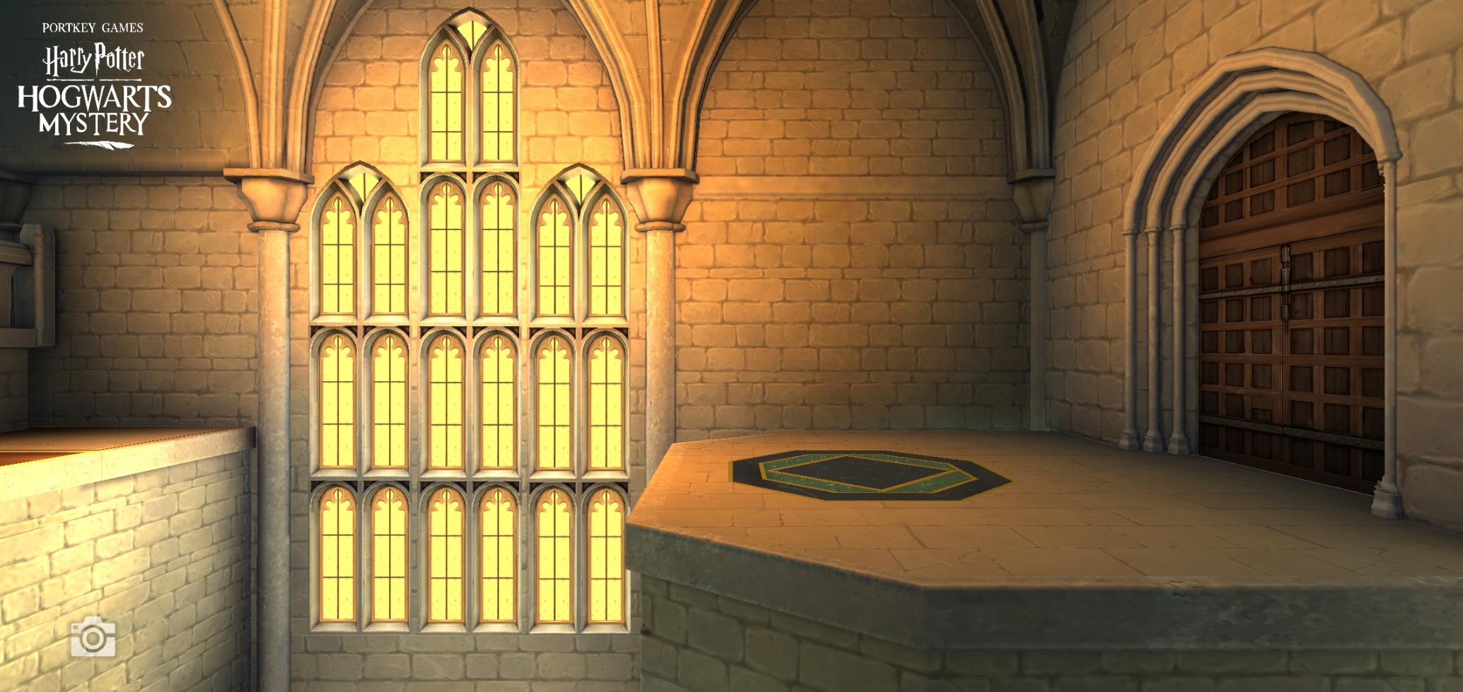 Pictured is a view of the Dragon Clubhouse in “Hogwarts Mystery”.