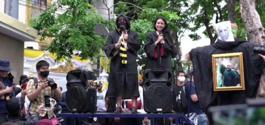 A scene at the Harry Potter protest in Thailand is pictured.