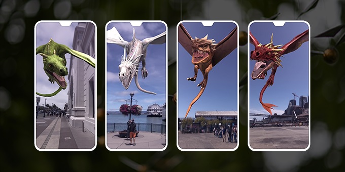 Pictured are the four breeds of dragons featured in "Wizards Unite".