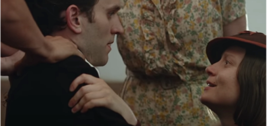 Harry Melling, who portrayed Dudley Dursley in the "Harry Potter" film series, is shown at the left in a still from "The Devil All the Time".