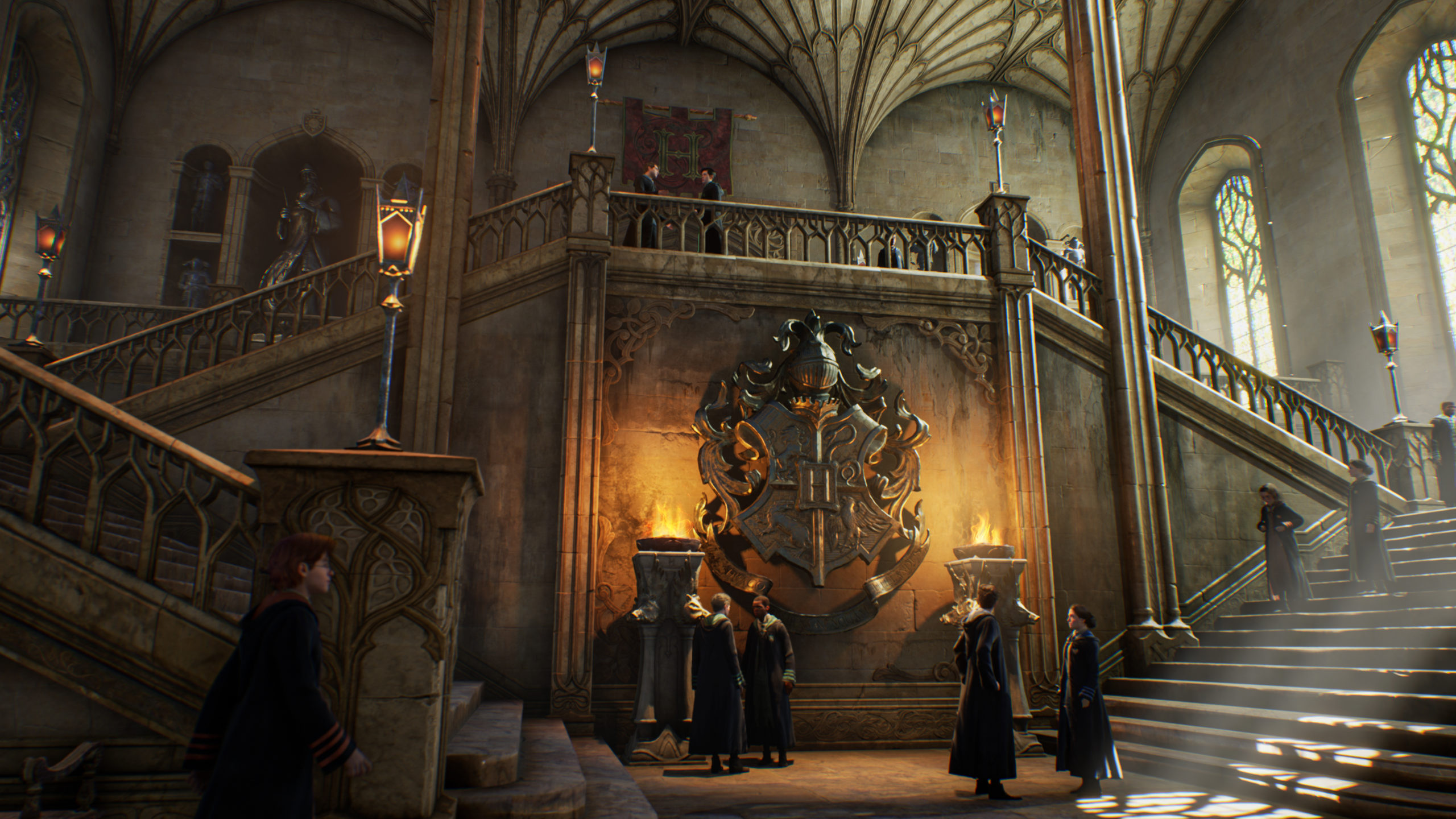 A screenshot from “Hogwarts Legacy” shows the grand entrance of Hogwarts School of Witchcraft and Wizardry.