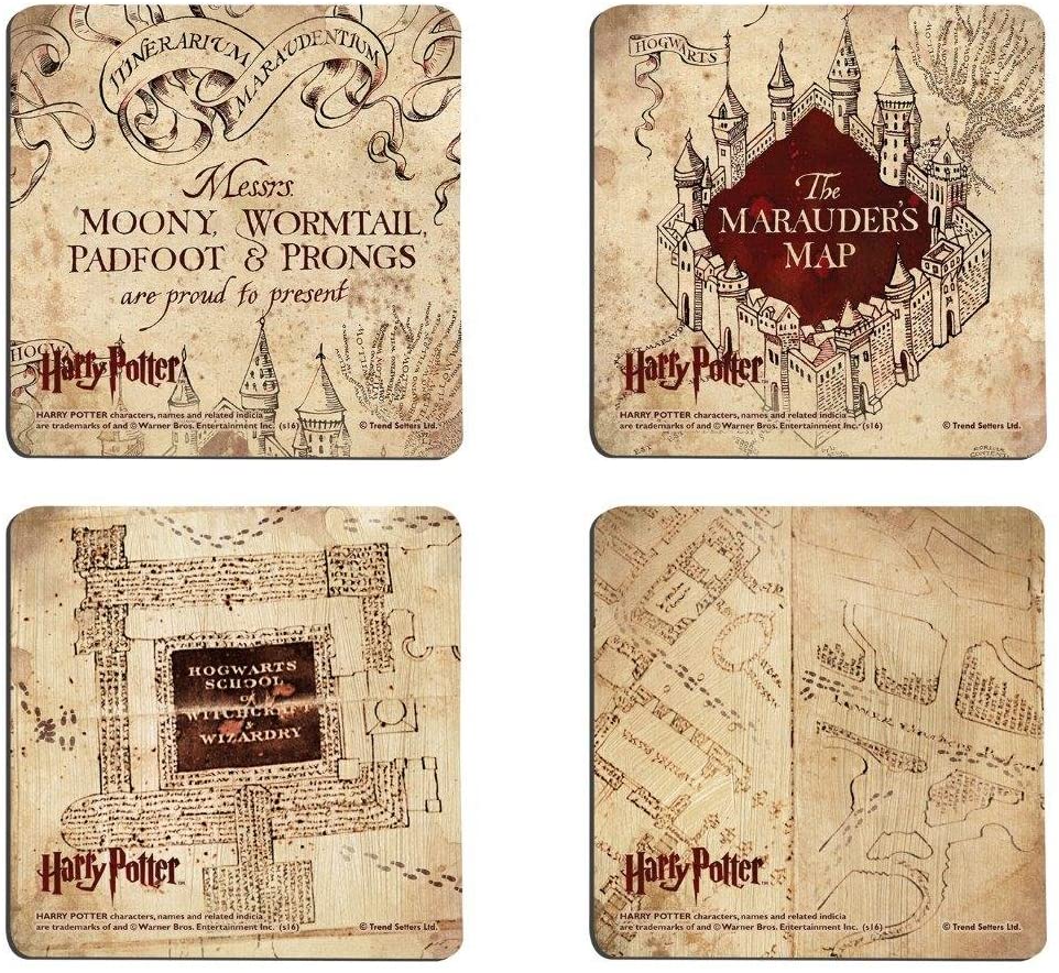 These drink coasters look like the Marauder's Map