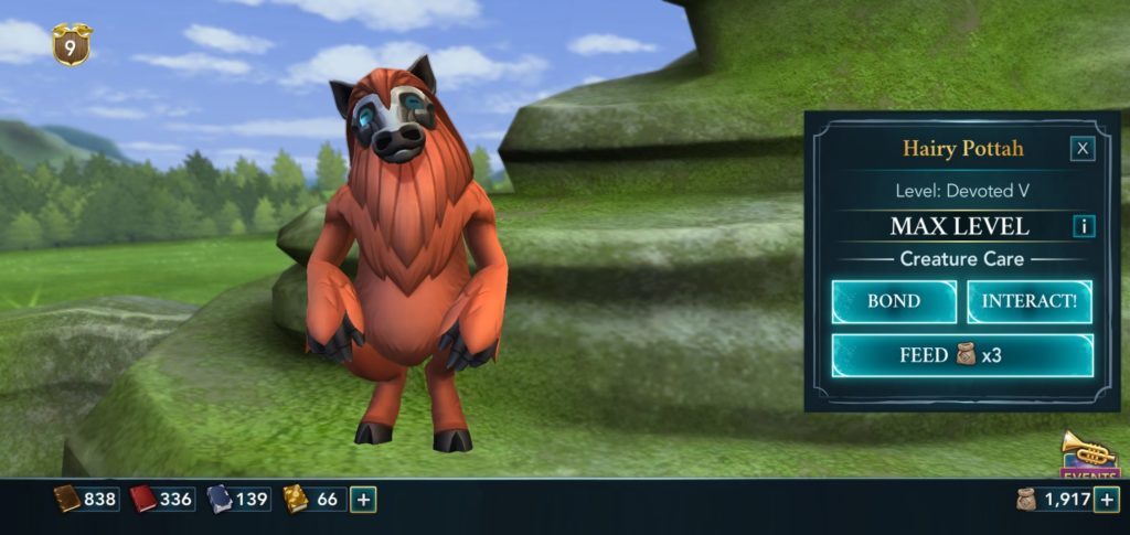 Pictured is a porlock named Hairy Pottah in "Hogwarts Mystery".