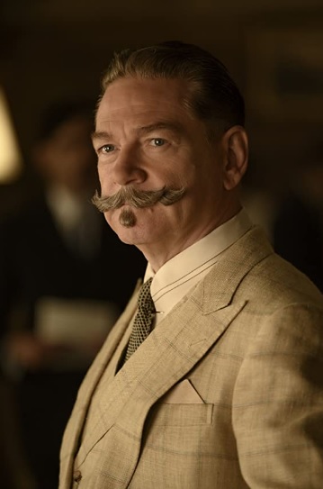 Sir Kenneth Branagh is pictured as Hercule Poirot in a film still from "Death on the Nile".