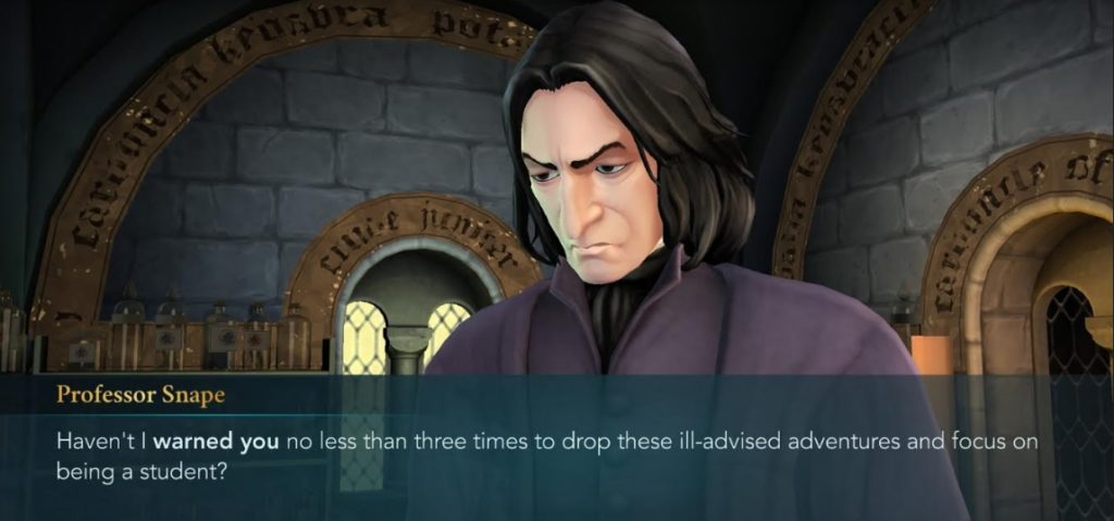 Severus Snape suffers under the delusion that Hogwarts students can lead uneventful lives in "Hogwarts Mystery".