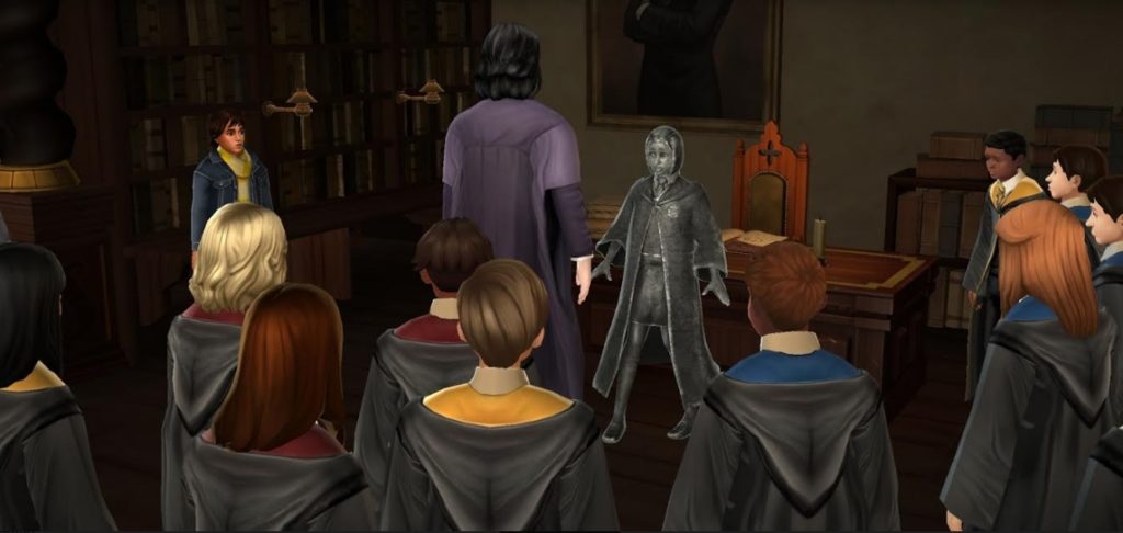 Another student is struck by the Statue Curse in "Hogwarts Mystery".