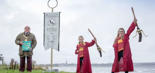 The Provost of Angus, Ronnie Proctor MBE accepts decorative banner in an official ceremony at Montrose Basin.