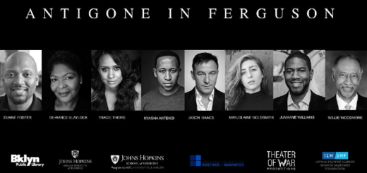 The poster for "Antigone in Ferguson" is pictured.