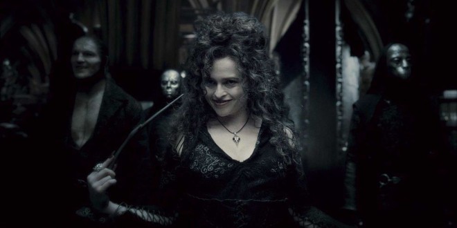 Bellatrix Lestrange and Death Eaters appear in the room of requirement and they are very scary.