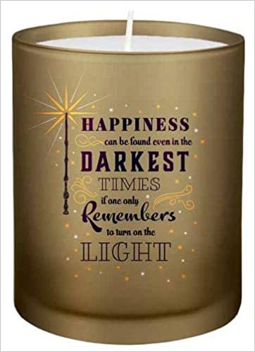 This candle has a Dumbledore quote on it. 