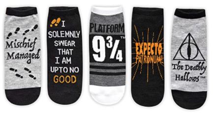 five pairs of Harry Potter–themed socks