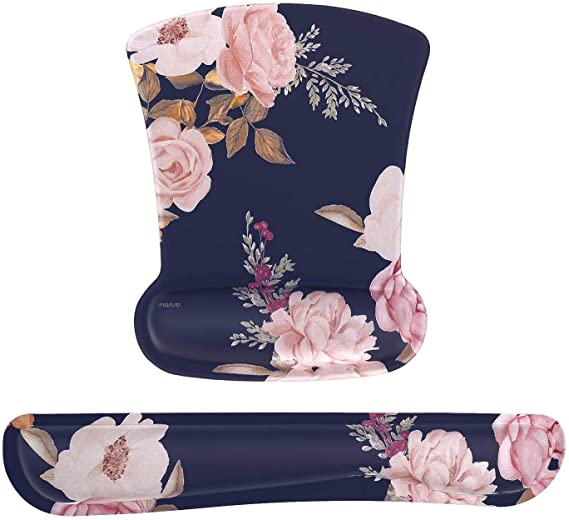 Navy floral cushioned mouse pad set