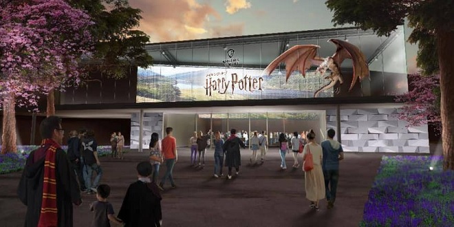 An artist's rendering of Warner Bros. Studio Tour Japan is pictured.