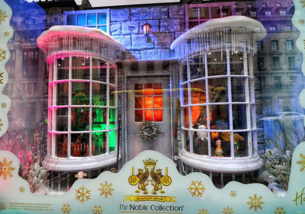 The window display at Hamleys is shown.