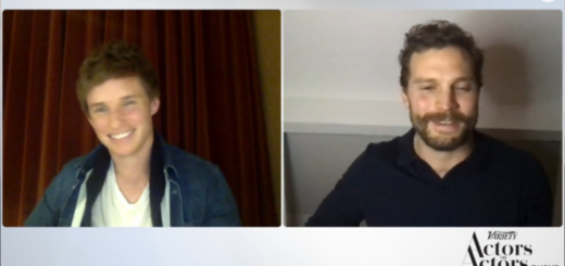 Eddie Redmayne (left) and Jamie Dornan (right) appear via video call for a conversation on "Actors on Actors."